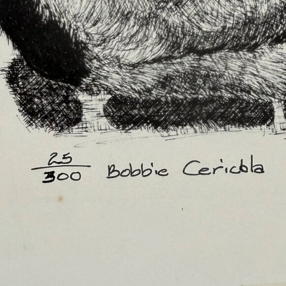 Limited Edition Bobbie Cericola Cat Pen Art Print 25/300 Black White Signed 9x12 - Picture 5 of 7
